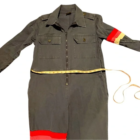 Possibly Vintage Coveralls Jumpsuit Red and Yellow Stripe Accents Size XS Retro - Picture 7 of 8